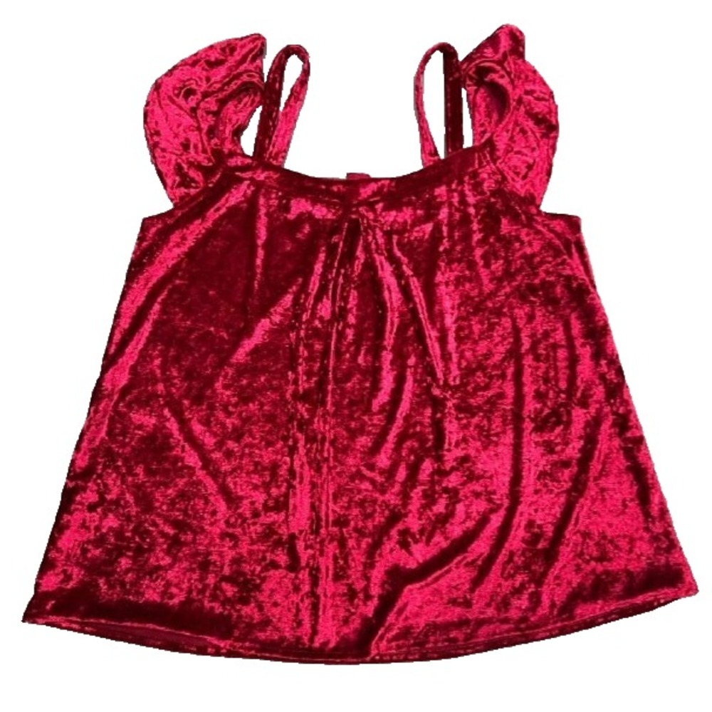 Miss Lili Top Womens preppy Velour Red 1X A007005